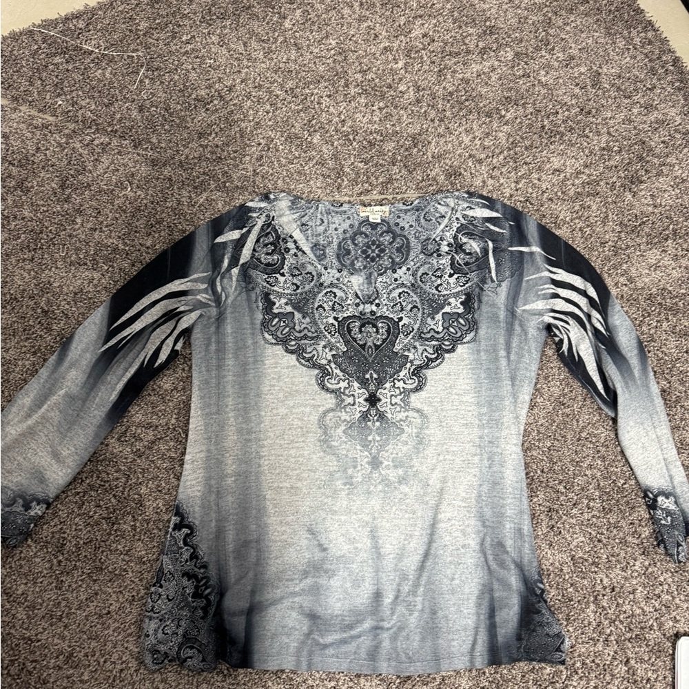 Elegant Gray Patterned Women's Top